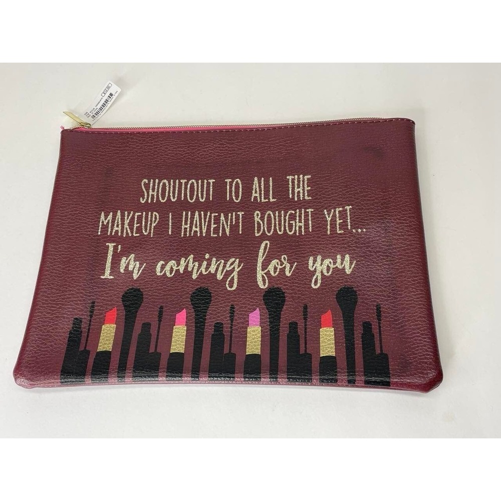 Makeup Bag Cosmetic Pouch Funny Travel Accessories Gift For Her Burgundy